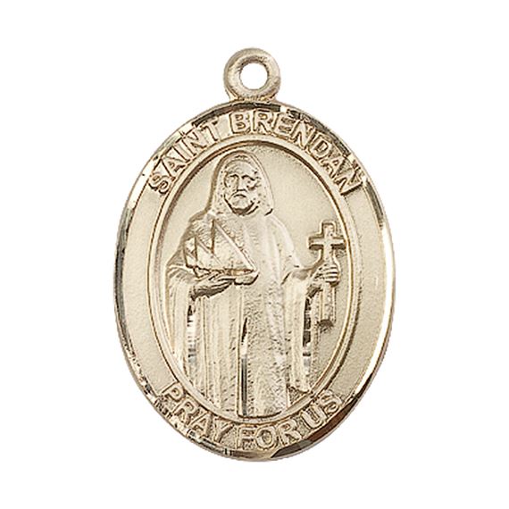 14KT GOLD ST BRENDAN MEDAL - 1" x 3/4"